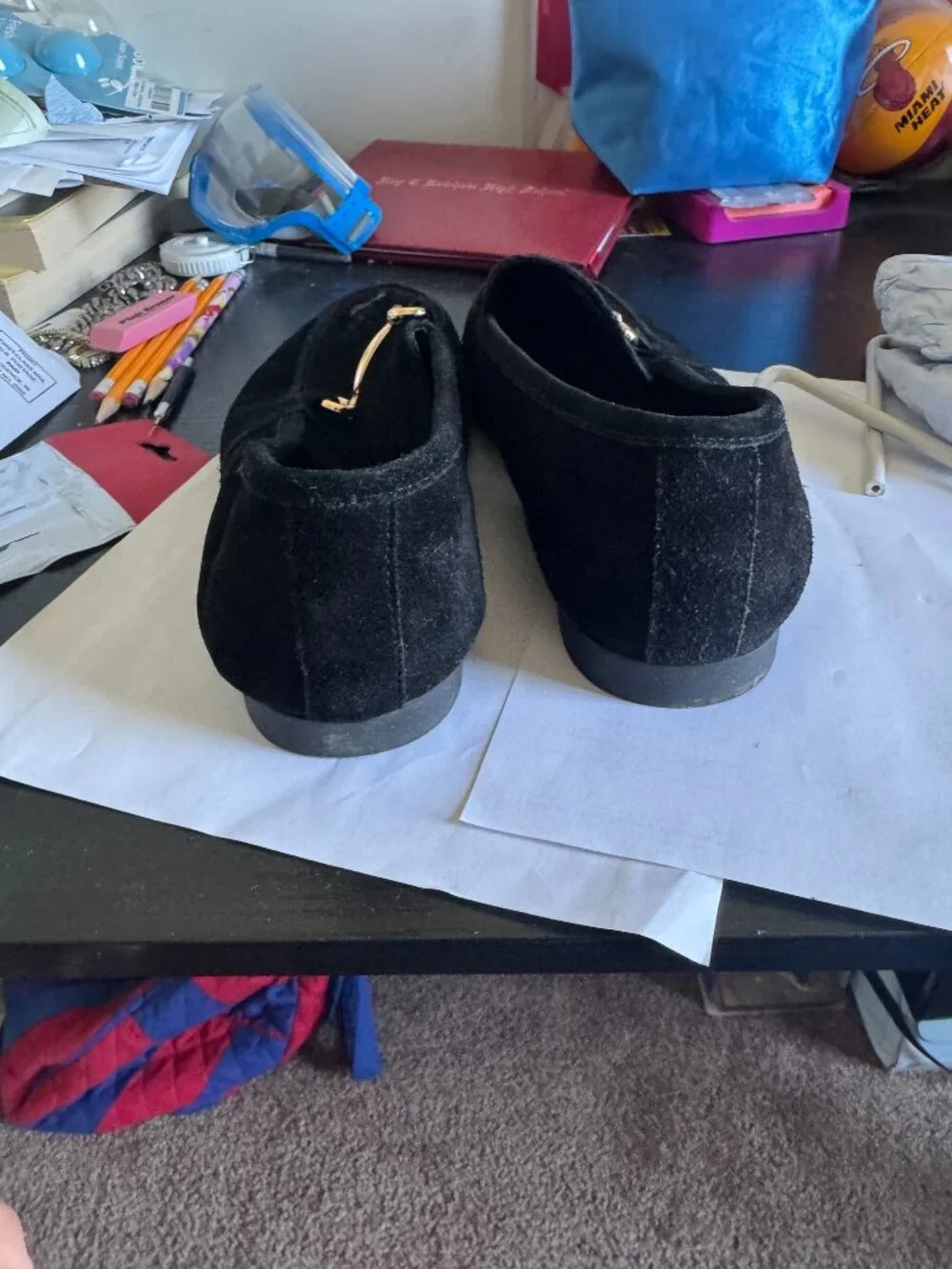 ASOS Office Suede Black/Mens/Gold Loafers. Size 9US/8UK/42EU.